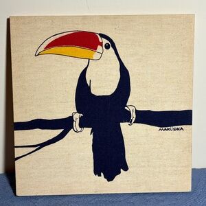 Toucan Screenprint Fabric Wall Decor by MARUSHKA Vintage Art